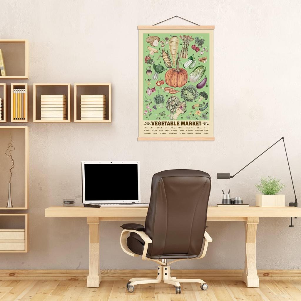 SAGUEYU Retro Vegetable Print Poster Vintage Botanical Science Reference Chart Wall Hanging Rustic Style Plants Kitchen Living Room Bedroom Dining