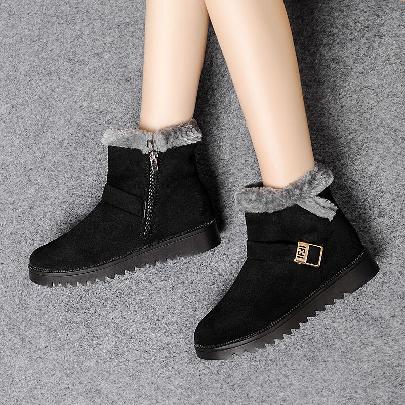 Wirklich weiches Fell integrierte Schneestiefel Damen neue Herbst- und Winter gestapelte dicke Baumwollschuhe Damen warme Stiefel