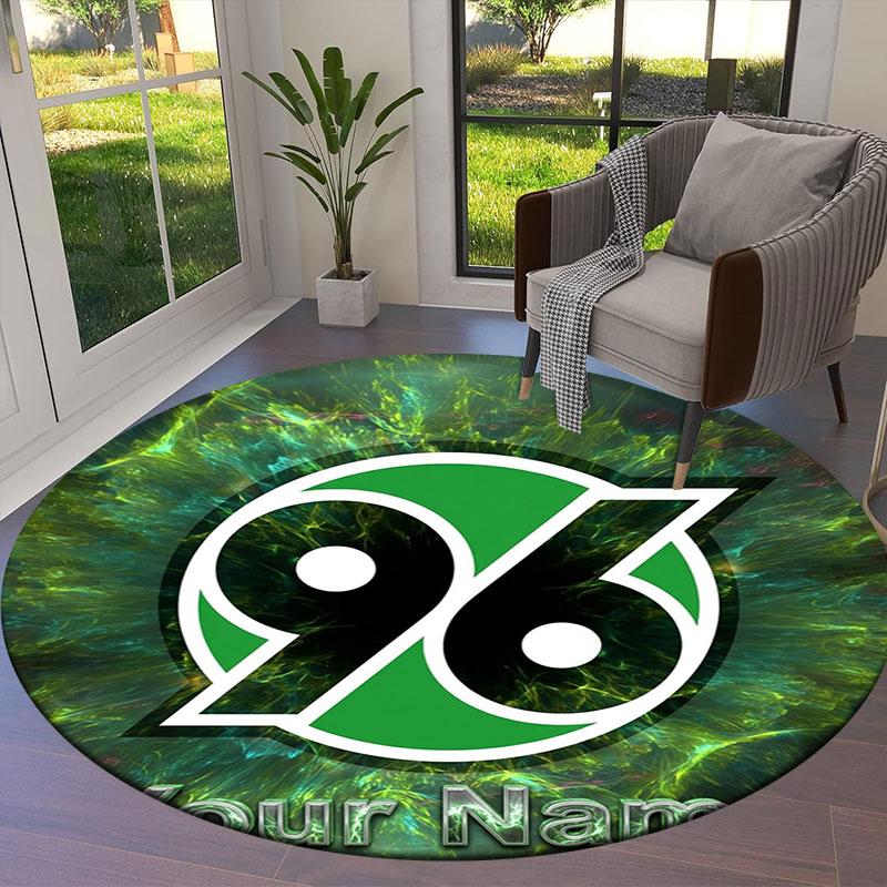 Hannover 96 Custom Name Round Area Rug,Carpet Rug for Living Room Bedroom Sofa Playroom Decor,Non-slip Floor Mat