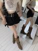 Spicy Girl High Waist Retro Slit Denim Skirt with Double Belt - Women's Summer A-line Mini Skirt