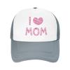Romantic Pink I Love Mom Gift Custom Mesh Baseball Caps Women Men Spring Female Beach Sunscreen Hat Hip Hop Trucker Cap