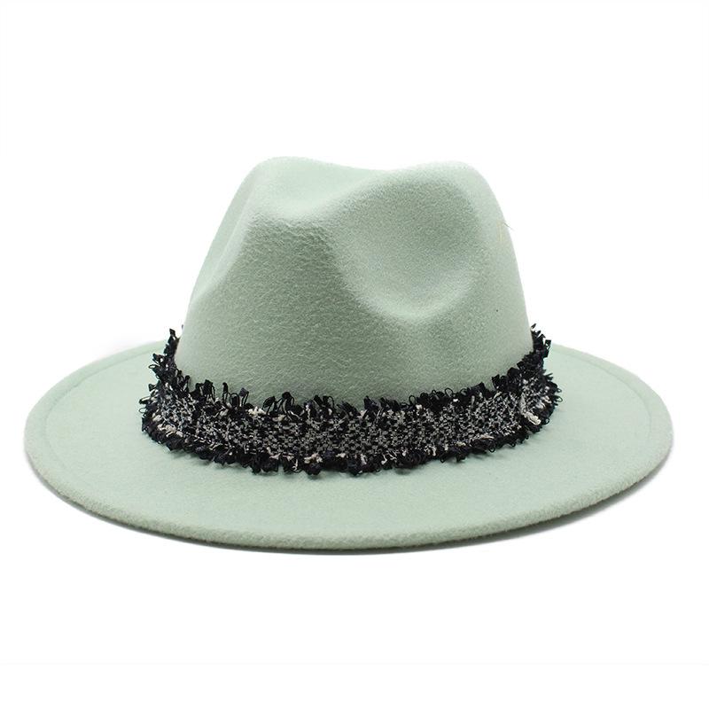 2021 Autumn Men'S And Women'S Woolen Hats, Solid Color Jazz Top Hats, Crystal Diamond Gift Hats