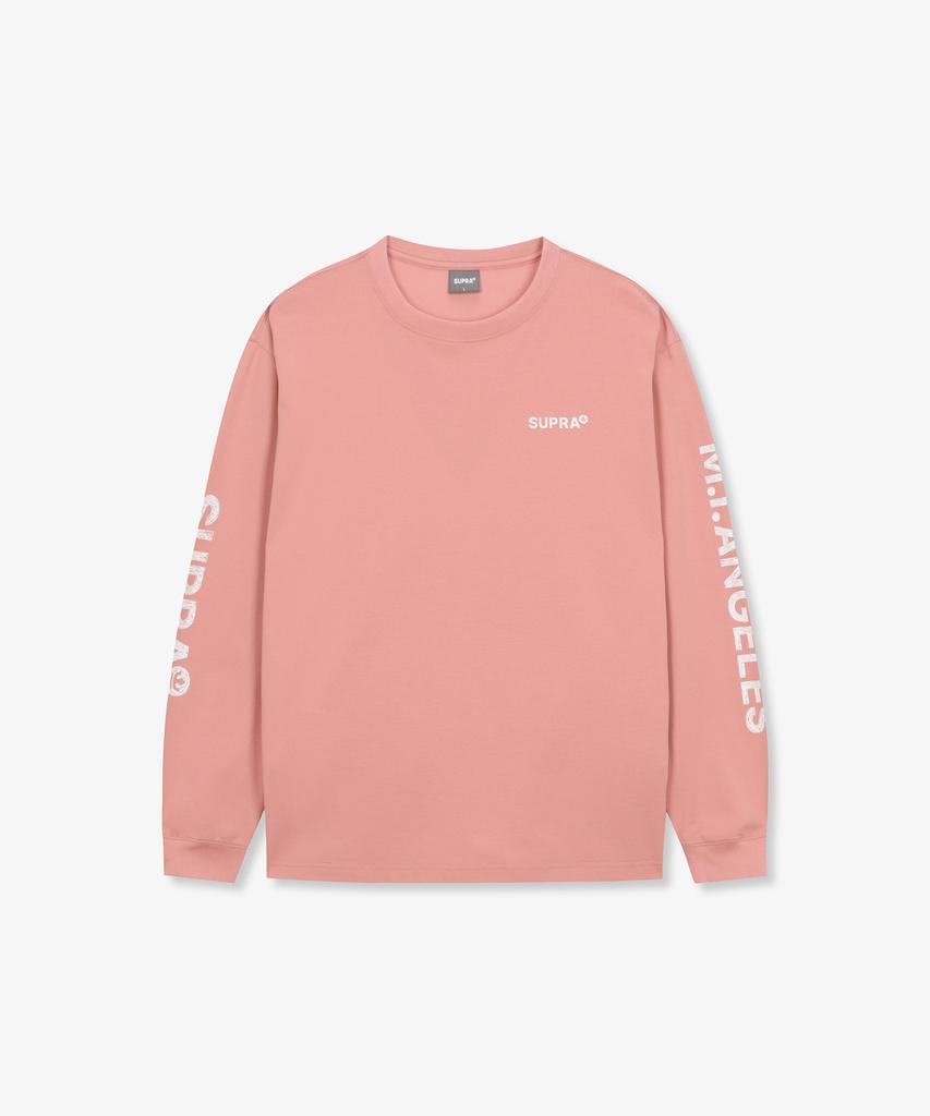 SUPRA Sleeve Lettering Long Sleeve T-Shirt (Pink)