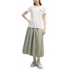 Fila Original Parachute Skirt Fashion Versatile Skin-Friendly Comfortable Casual Long Skirt Women Skirts Green Khaki F51W529307F-DK