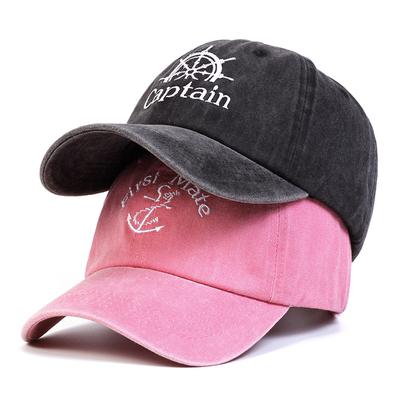 Unisex Captain/First Mate Letter Embroidery Wash Baseball Caps Spring and Autumn Outdoor Adjustable Casual Hats Sunscreen Hat