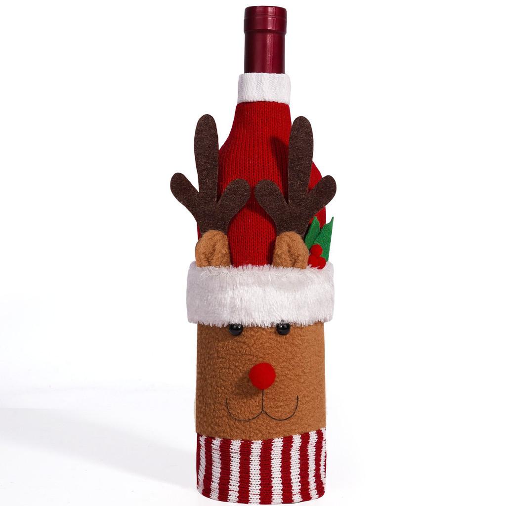 

Christmas Wine Bottle Cover Santa Snowman Woven Wine Bottle Bags For Christmas Party Dinner Table Decorations New Year Gifts