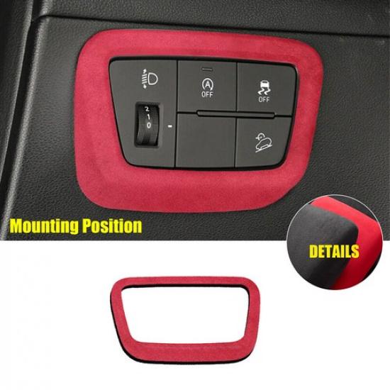 Headlight Switch Control Frame Cover 1PCS For Hyundai Tucson - Red suede