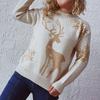 Autumn and Winter Round Neck Long Sleeved Christmas Sweater New Year Snowflake Deer Jacquard Knitted Pullover 3572