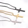 European & American Style 26MM Rhinestone Cross Necklace: Simple Versatile Stainless Steel Pendant for Women
