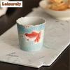 HOYIHM 111ml Flame Red Hand-painted Koi Fish Teacup Vintage Tea Bowl Cute Cup Tea-tasting Smelling Cup Jianzhan Master Cups Cafe