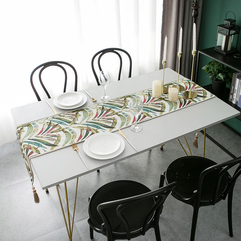 Table Flag Yarn-Dyed Colored Leaves Chenille Large Tassel Household Tablecloth Polyester Tablecloth Fresh Table Flag Bed Flag