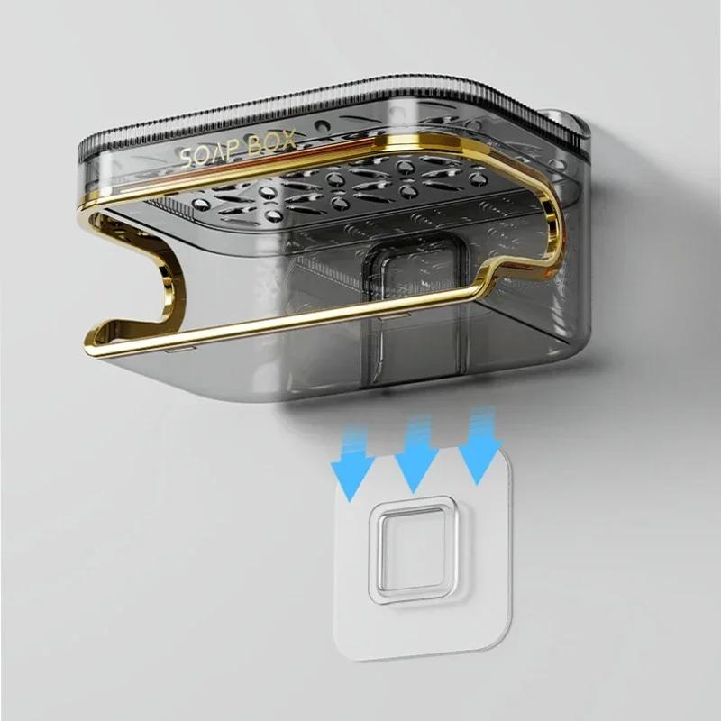 Light Luxury Sponge Soap Holder with Sponge Rack Detachable Drill-free Wall Mounted for Home Bathoom Storage Bathroom Accession