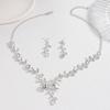 3PC Women's Fashion Waterdrop Leaf Necklace Earrings Zircon Set Suitable for Wedding, Party, Festival Gifts-8306