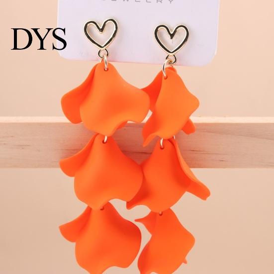 Women Vacation Earrings 1 Pair Hanging Flower Shape Bohemian Style Petal Tassel Hollow Heart Lady Ear Jewelry Prom Beach Dangle Long