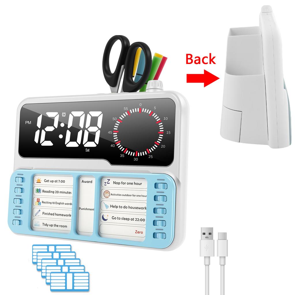 Visual Timer with Planning Board for Kids/Adults Silent Visual Timer with Chore Chart Board Time Management Tool for Home School