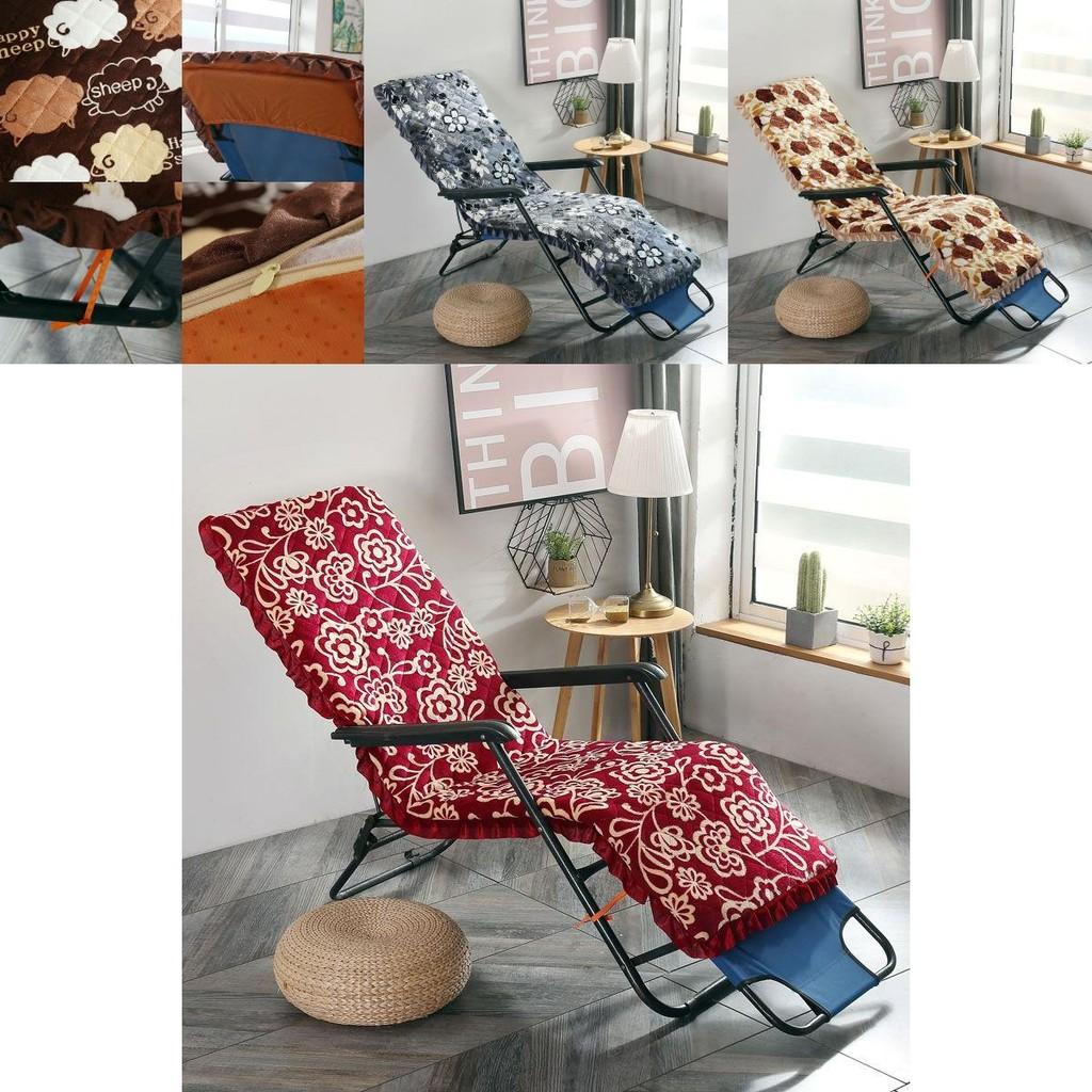Luxurious Washable Flannel Deck Chair Cushion With Thick Padded Flower Print Design