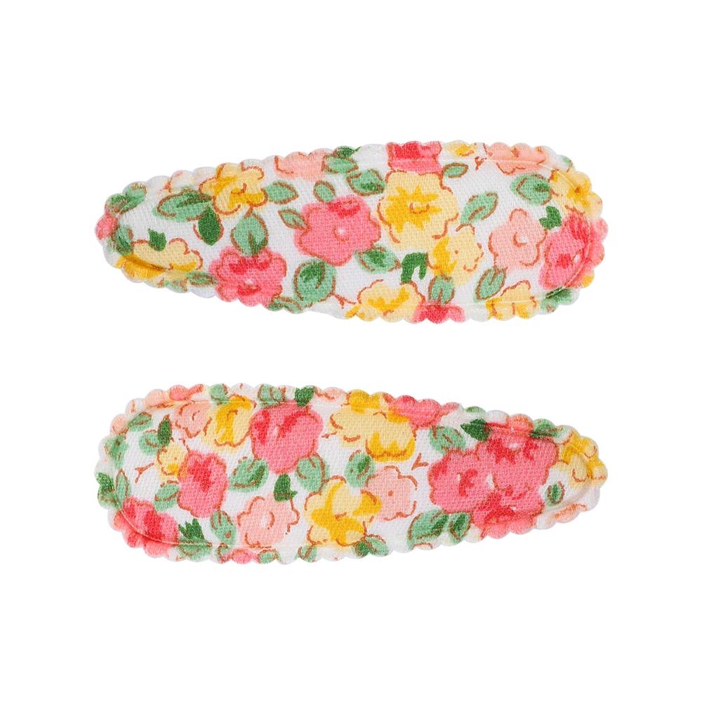 2 Stück/Set Bedruckte BB Haarspange Haaraccessoires Handgefertigt Leinwand Blume Haarspange Mädchen Süße Haarspangen Kopfschmuck Geschenk
