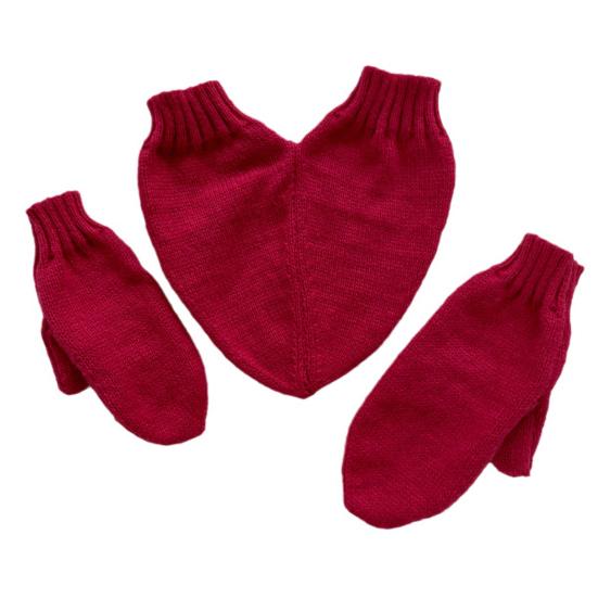 3 Stück Paar Händchenhaltende Fäustlinge Herzform Gemeinsamer Handschuh Zwei-Personen-Handschuhe Romantisch Gestrickt Fingerlos
