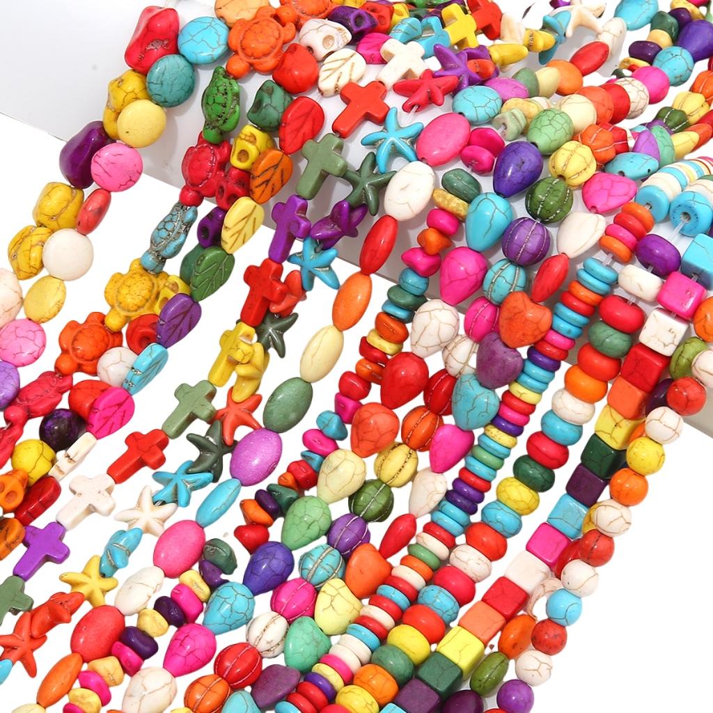 Synthetic Colour Turquoise Various Shapes of Colour Beads For Handmade Bracelet Necklace Keychain DIY Craft Jewelry Making Accessories