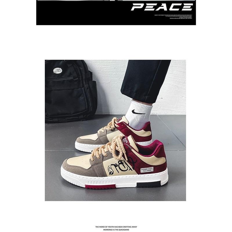 Men's Casual Platform Sneakers Lace Up Fashion Skateboard Shoes For Daily Wear