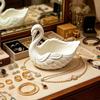 Swan Shaped Key Organizer Bowl Elegant Waterproof Storage Tray for Jewelry Ring Cosmetics Entryway Desktop Home Decor