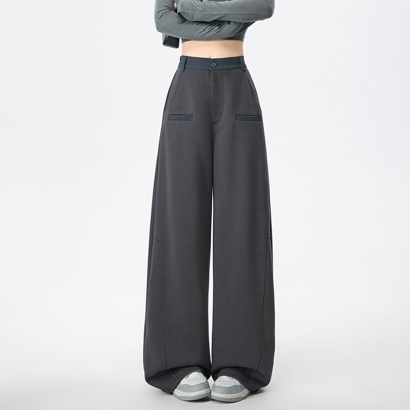 Spring 2026 Color-Block Curved Leg Wide Sweatpants: Spliced, Loose, Slimming, Good Drape, Sportswear