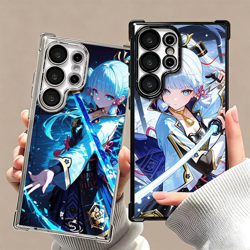 Genshin Impact Kamisato Ayaka Plating Phone Case For Samsung Galaxy S24 S25 FE S26 Edge S23 Ultra S22 S21 Plus S20 Anti-Fall Air