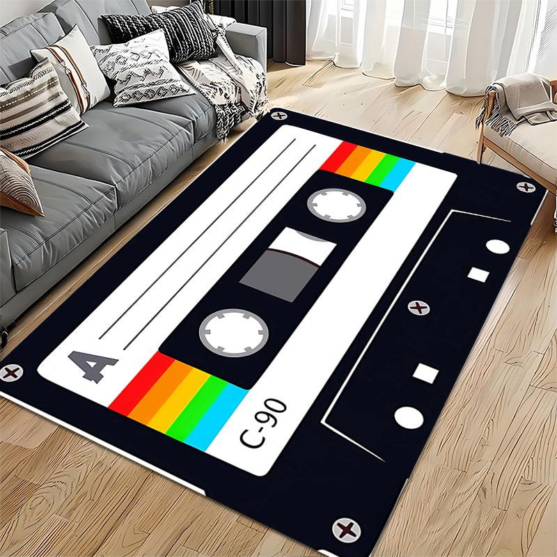 Retro Cassette Tape Design Carpet suitable as a non-slip mat for the living room or bedroom sofa