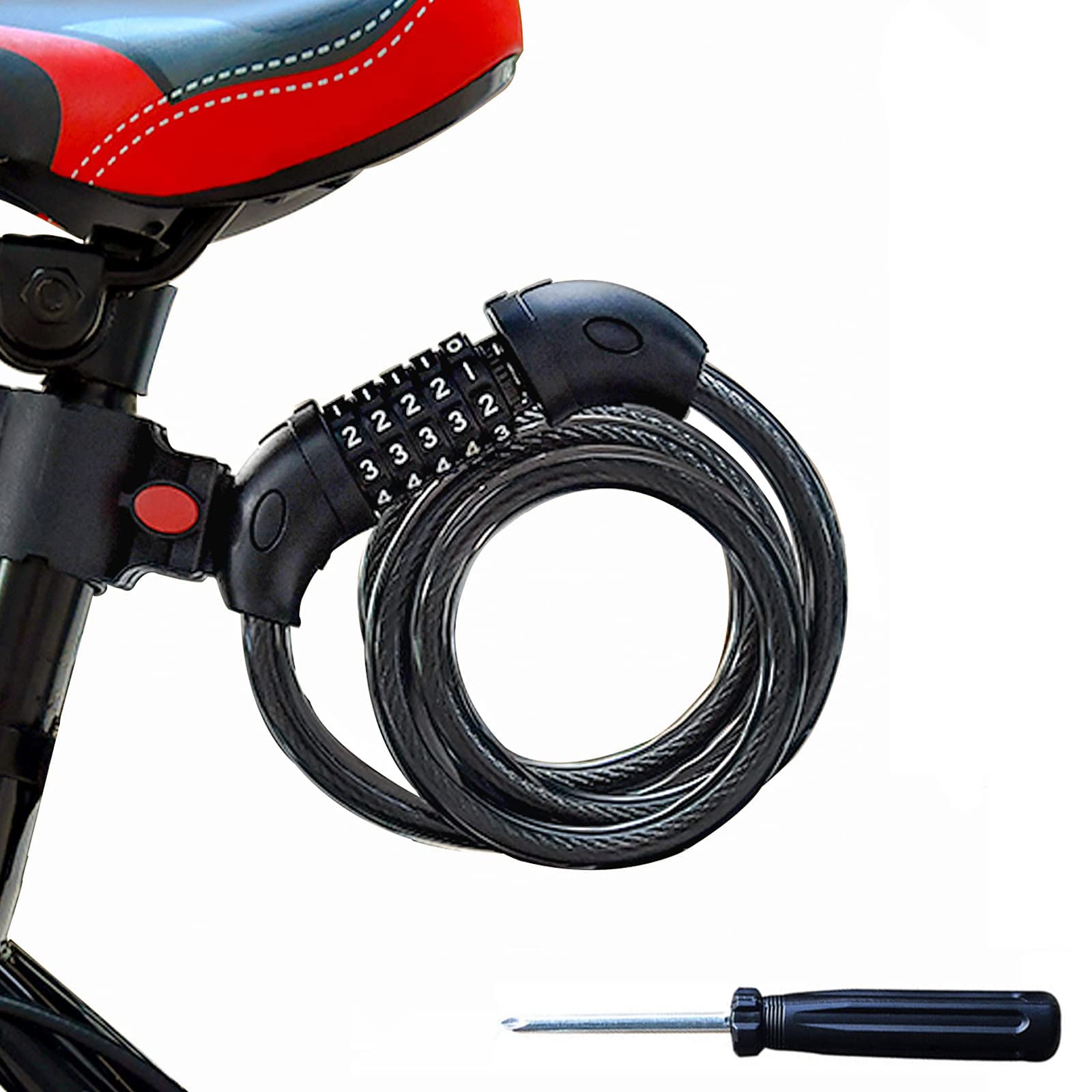 SAPASLIFE Bicycle Key, Dial Lock, Wire Lock, Cross Section Diameter