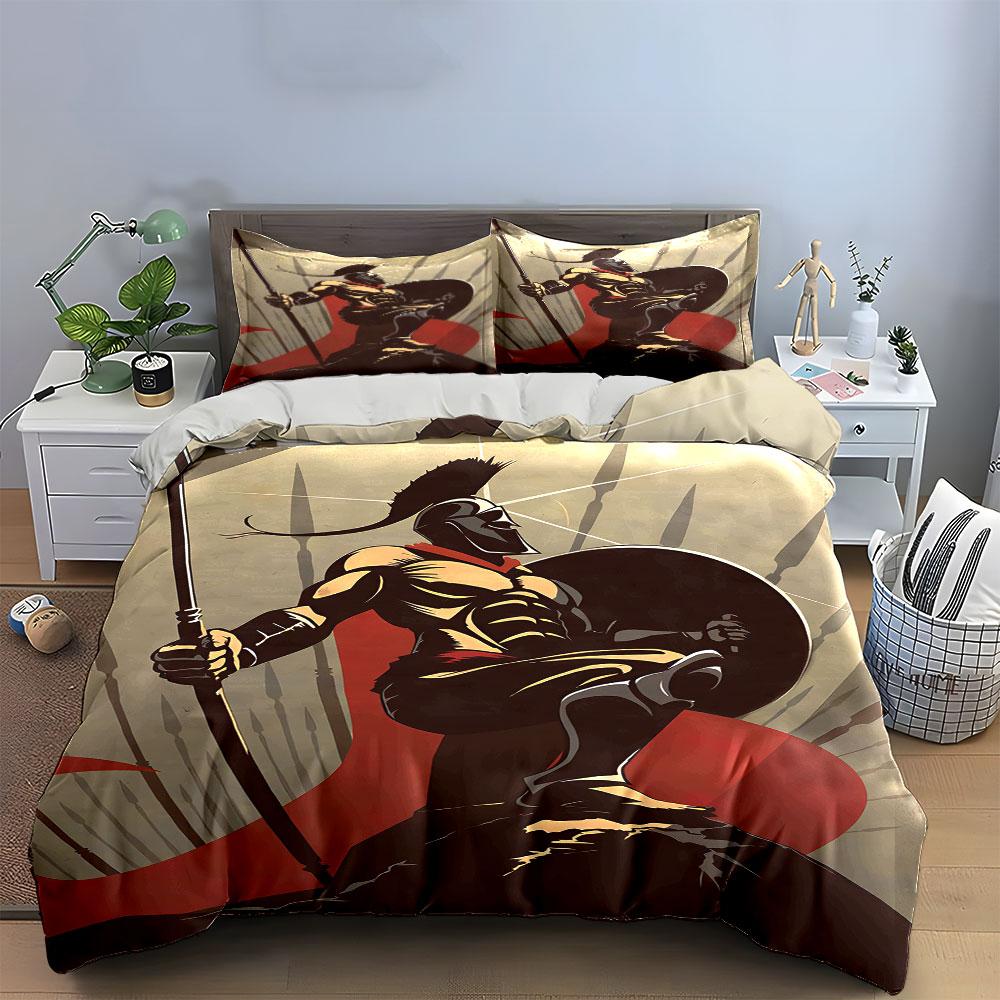 Warrior with spear motif. Bedding sets Duvet cover sets Duvet covers Pillowcases(1 * Duvet Cover 2 * Pillowcases without duvet insert)