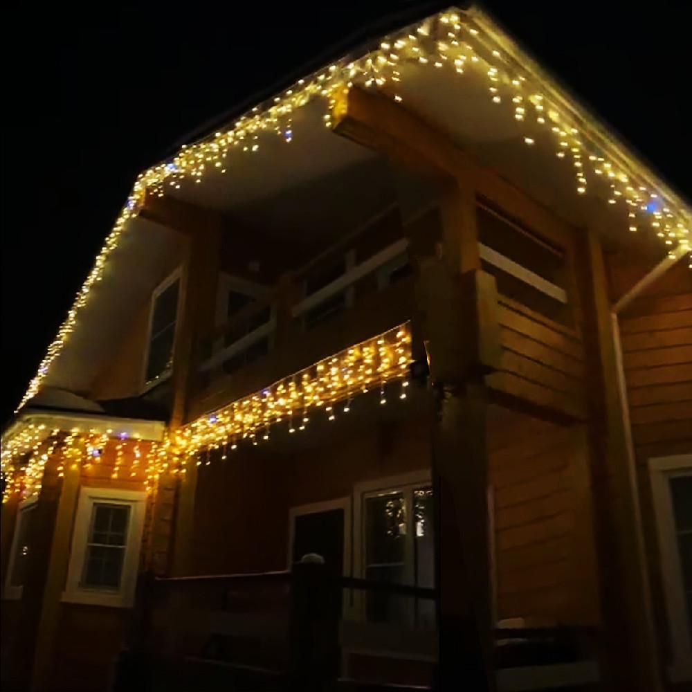 Christmas Decorations 2026 Star Garland 4M(W)*0.4/0.5/0.6M(H) With Twinkling Strobes (Warm White+Cool White)8 Modes Festoon Led