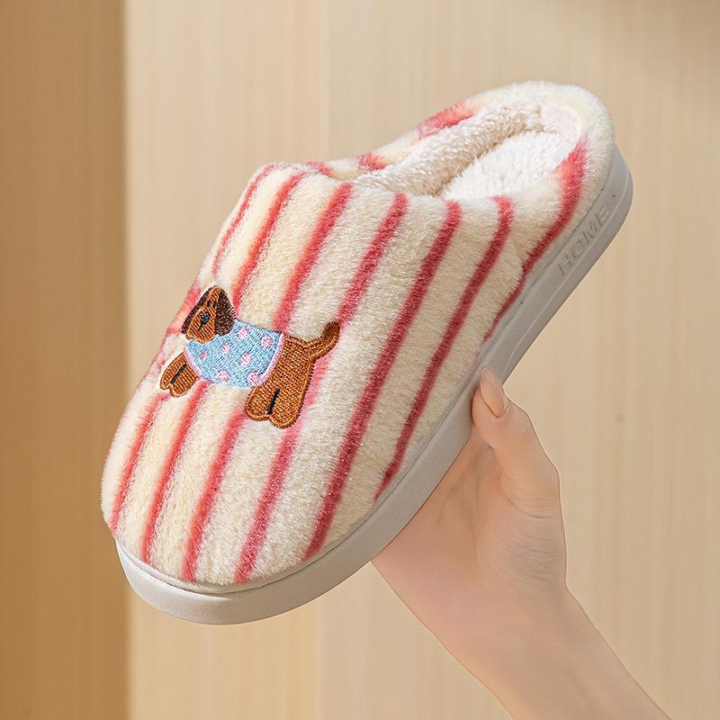 Winter new warm cotton slippers home thick bottom non-slip fluffy slippers couple indoor slippers