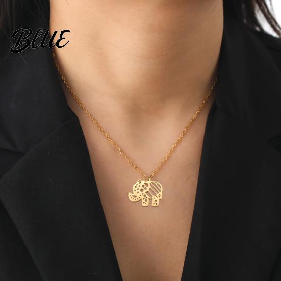 Fashionable Elephant Pendant Necklace for Women Hollow Animal Unique Charm