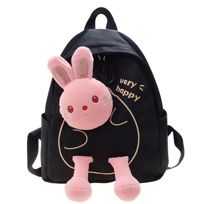 Plush Rabbit Cartoon Backpack Nylon Texture High Capacity Suitable For Daily Use