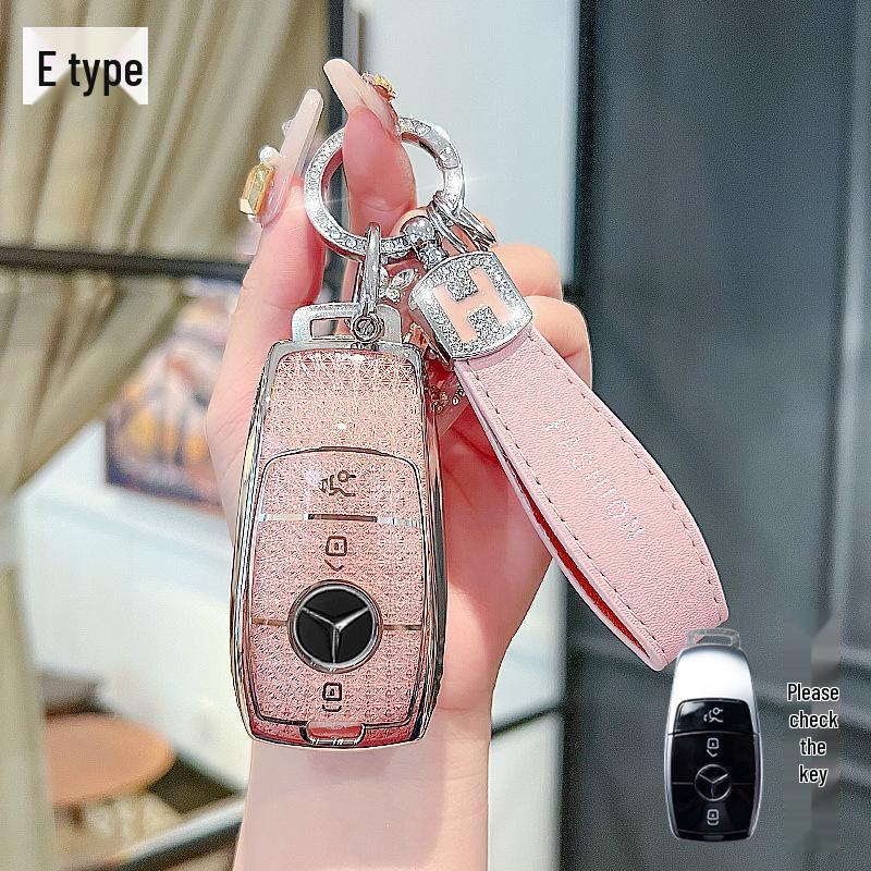 High-End Key Case for 25 Mercedes-Benz Models: E300L, C260L, GLC, GLS, EQE, A-Class - Elegant Design for Women