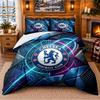 Spausdintas 3 dalių patalynės komplektas Chelsea FC rašto paklodė, pagalvės užvalkalas miegamojo dekoravimui