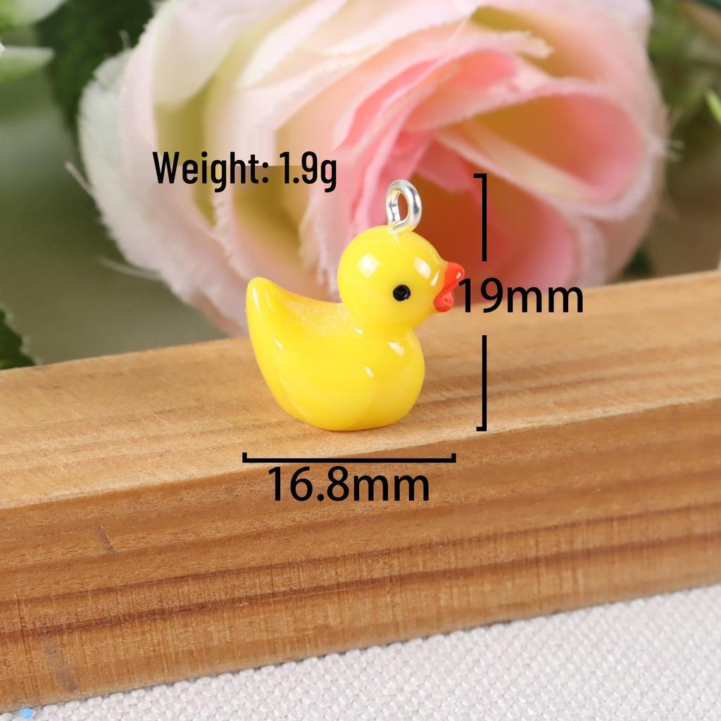 Realistic Animal Cartoon Resin Pendants: Yellow Duck & Turtle for DIY Earrings, Bracelets, Necklaces