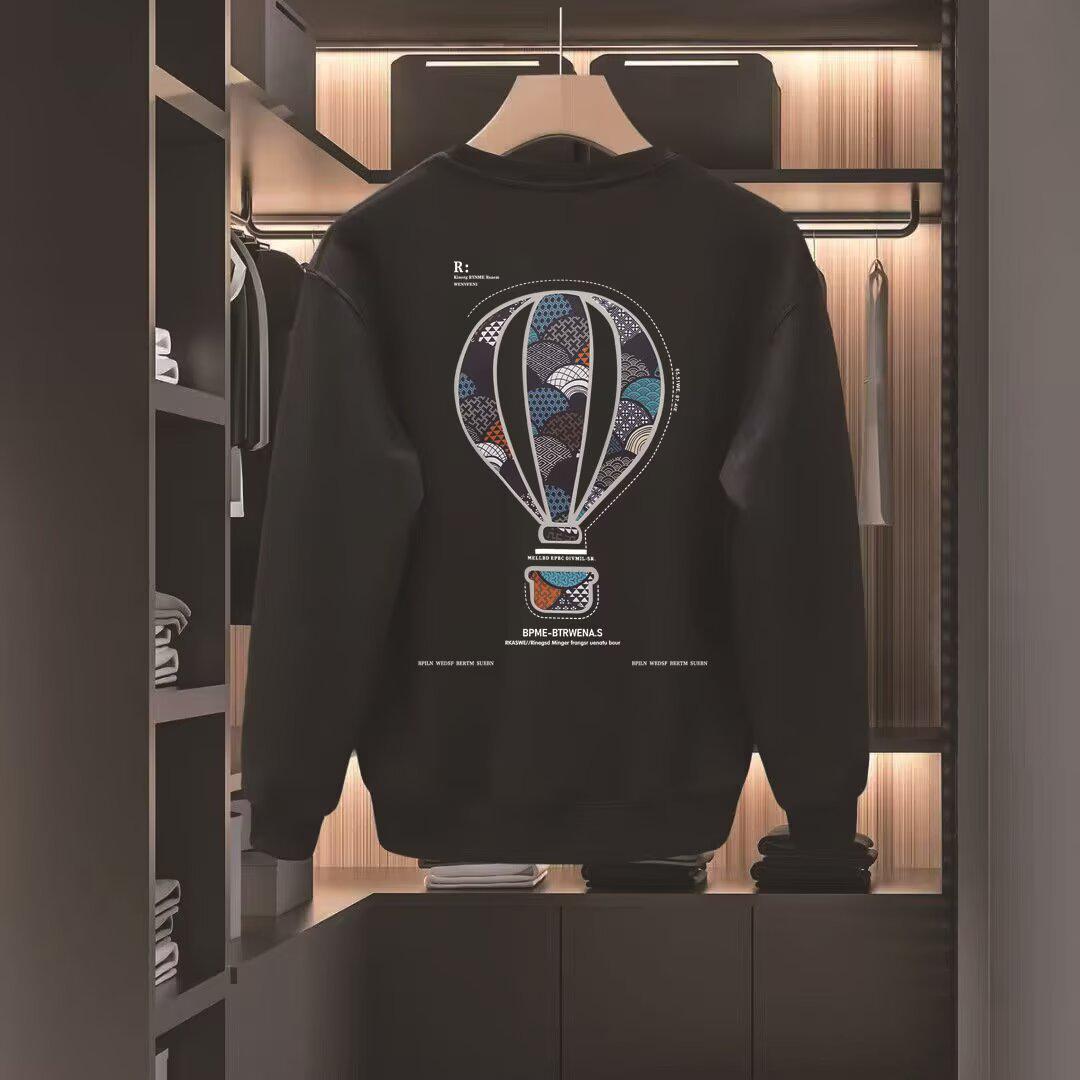 

Men s Trendy Round Neck Hoodie - Autumn/Winter Casual Long Sleeve Tee XL
