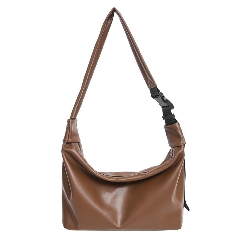 Simple soft-faced men's and women's bags, new retro fashion trendy large-capacity solid-color shoulder messenger bags
