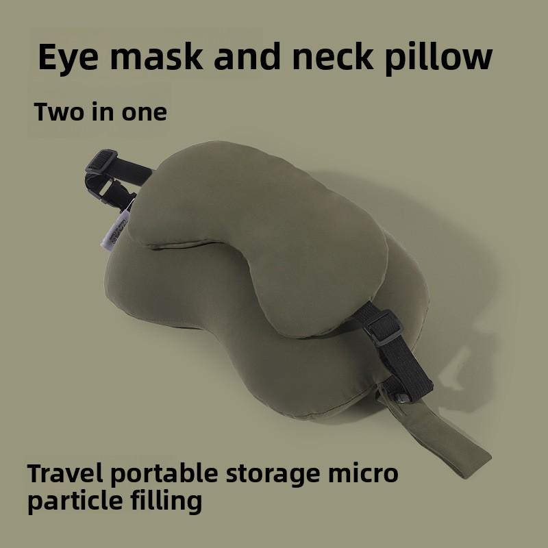 2-in-1 Augenmaske Nackenkissen U-förmiges Kissen Schweißstoff Schaumstoffpartikel Augenmasken-Kissen Auto Reise Freizeit Nickerchen-Kissen