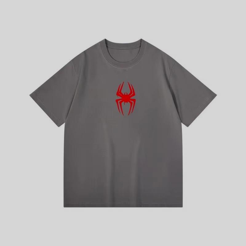 

2025 Новая мужская и женская футболка большого размера с принтом паука Осень и Зима Чистый хлопок Круглый вырез Высококачественная футболка для дома 4XL