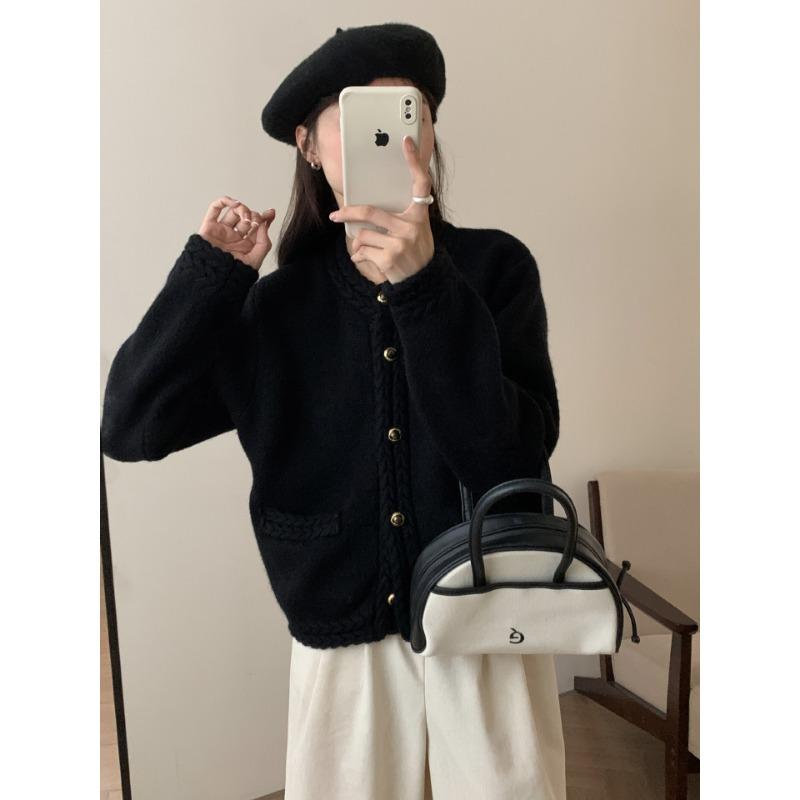 Twist Pocket Knitted Cardigan Autumn and Winter New Heavy Industry Lazy Style Loose Versatile Sweater Jacket Women