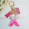 Gradient Pink Jewelry Letter Keyring Resin Letter Keychain with Fringe Butterfly DIY Bag Decoration Pendant Party Gift