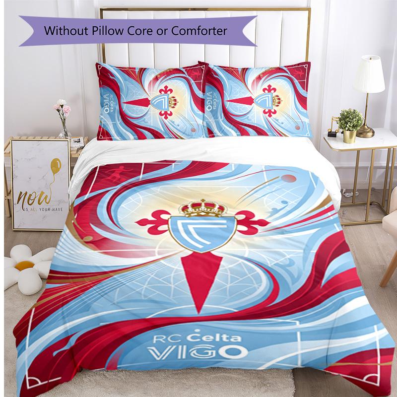 Set Biancheria da Letto 3 Pezzi Stampato Celta Vigo FC Copripiumino Traspirante con Federe Biancheria da Letto Decorativa per Camera da Letto Casa
