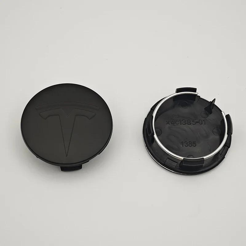 Car Sticker 2025 New Tesla 4pcs 56mm Matte Black Car Wheel Center Caps Emblem Original Rims Hub Cover Logo For Tesla Model 3 Y X