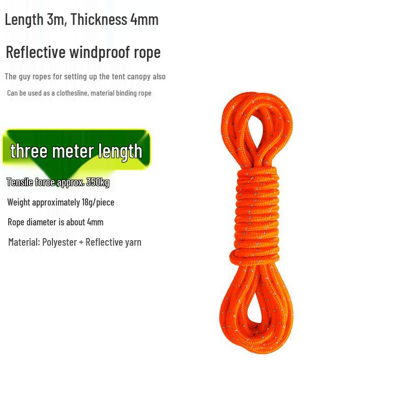 Reflective Wind Rope for Camping Tents - 4mm & 6mm Guy Rope