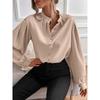 Long Sleeved Single Row Button Loose Women's Top Women's Shirt New Elegant Solid Color Lapel