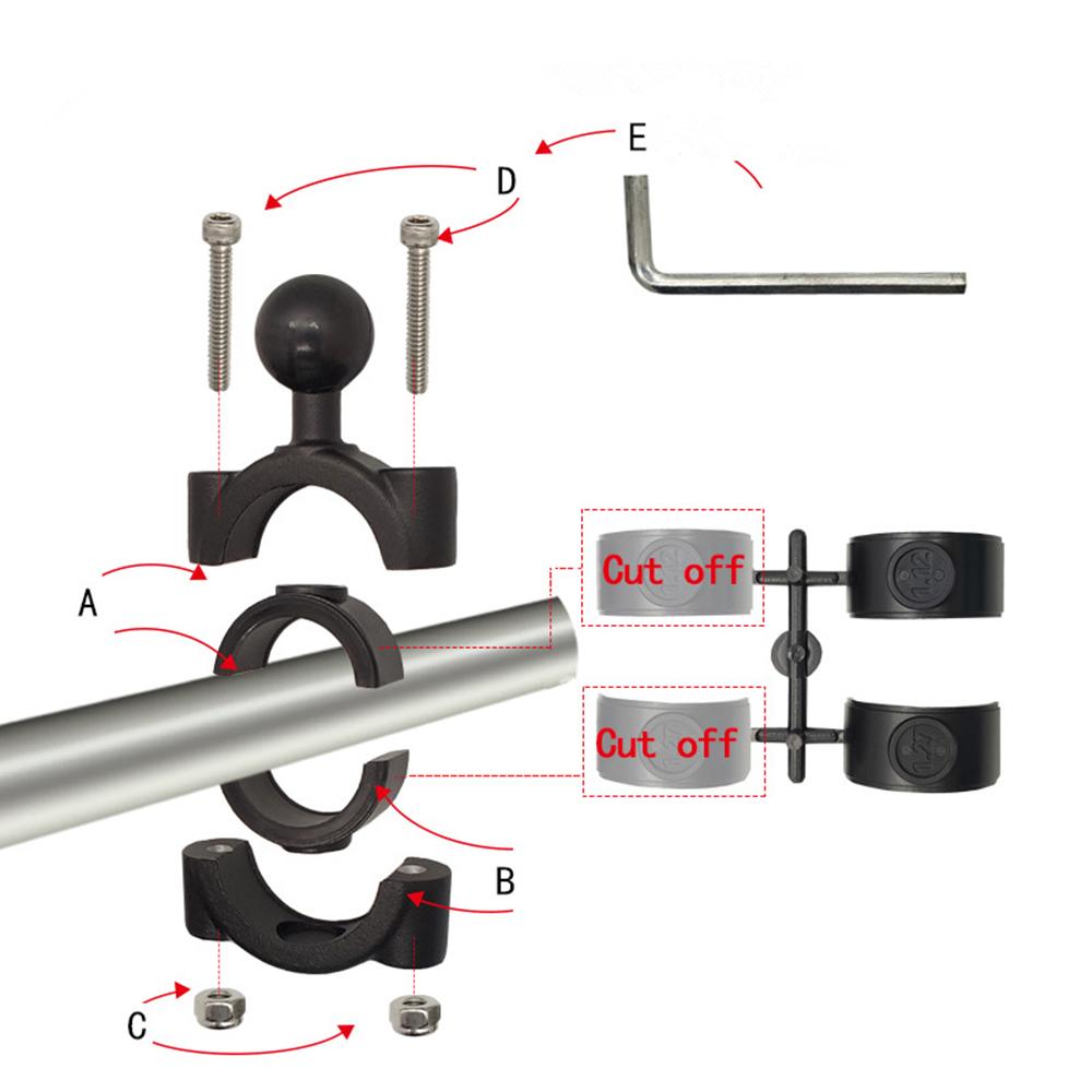 Fixed base handlebar mount for 1.125 to 1.54 inch diameter handlebar with 1 inch ball