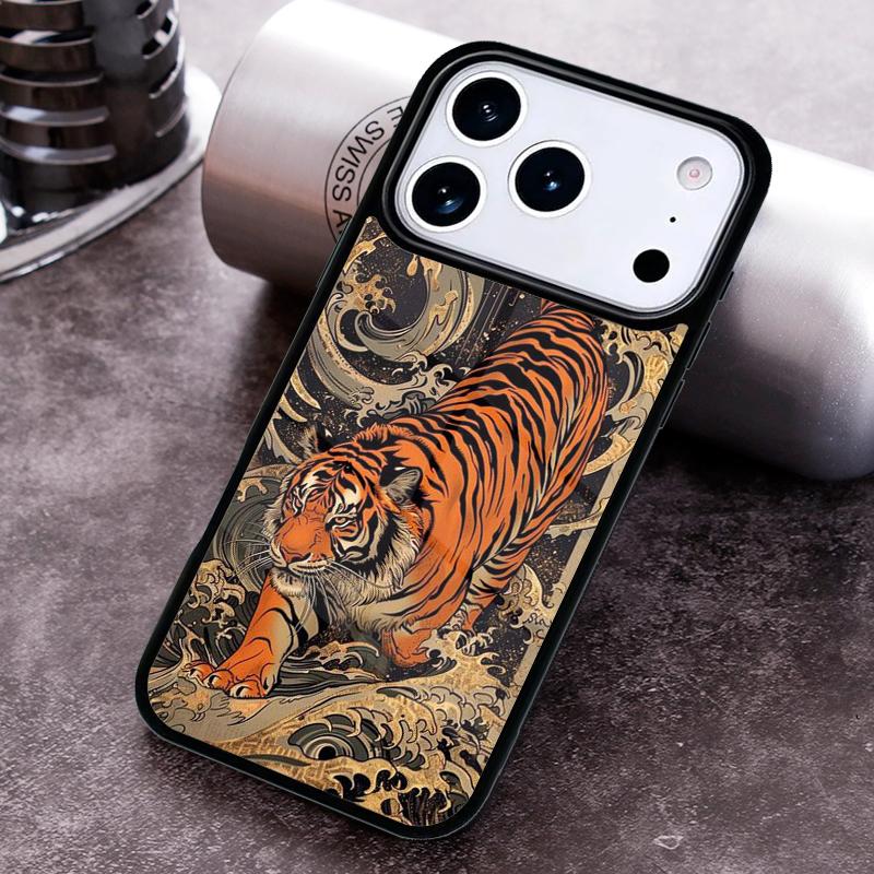 Japanese Tiger Phone Case for iPhone 17 16 15 Pro Max Air 14 13 12 11 Plus Shockproof Cover