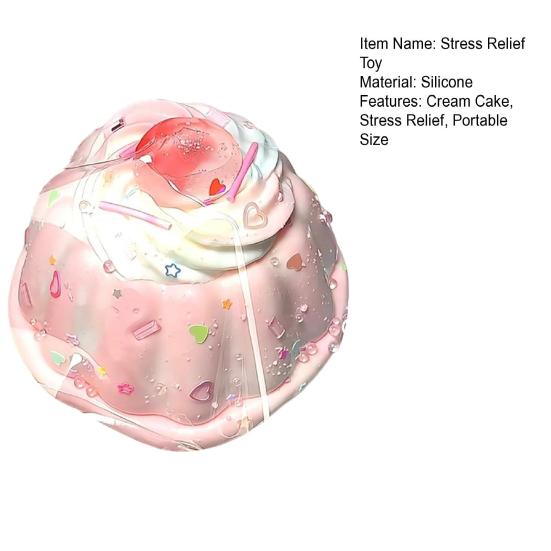 Simulated Cream Cake Squeeze Toy Stress Relief Pudding Sensory Toy Soft Stretchy Dessert Shape Home Office Desk Toy